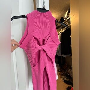 Pink Ribbed Knit Sleeveless Top